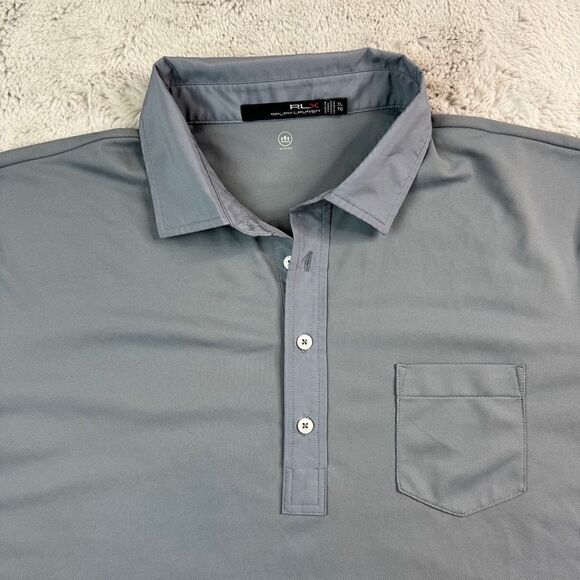 RLX Ralph Lauren Polo Shirt Mens XL Grey Golf Wicking Shaw Charity Classic Logo - Picture 2 of 9